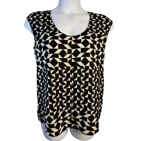 J. Crew Size 8 Black and Cream Geometric Sleeveless Career Tank Top EUC - Picture 1 of 12